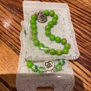 Fun green bead bracelets -set of 2